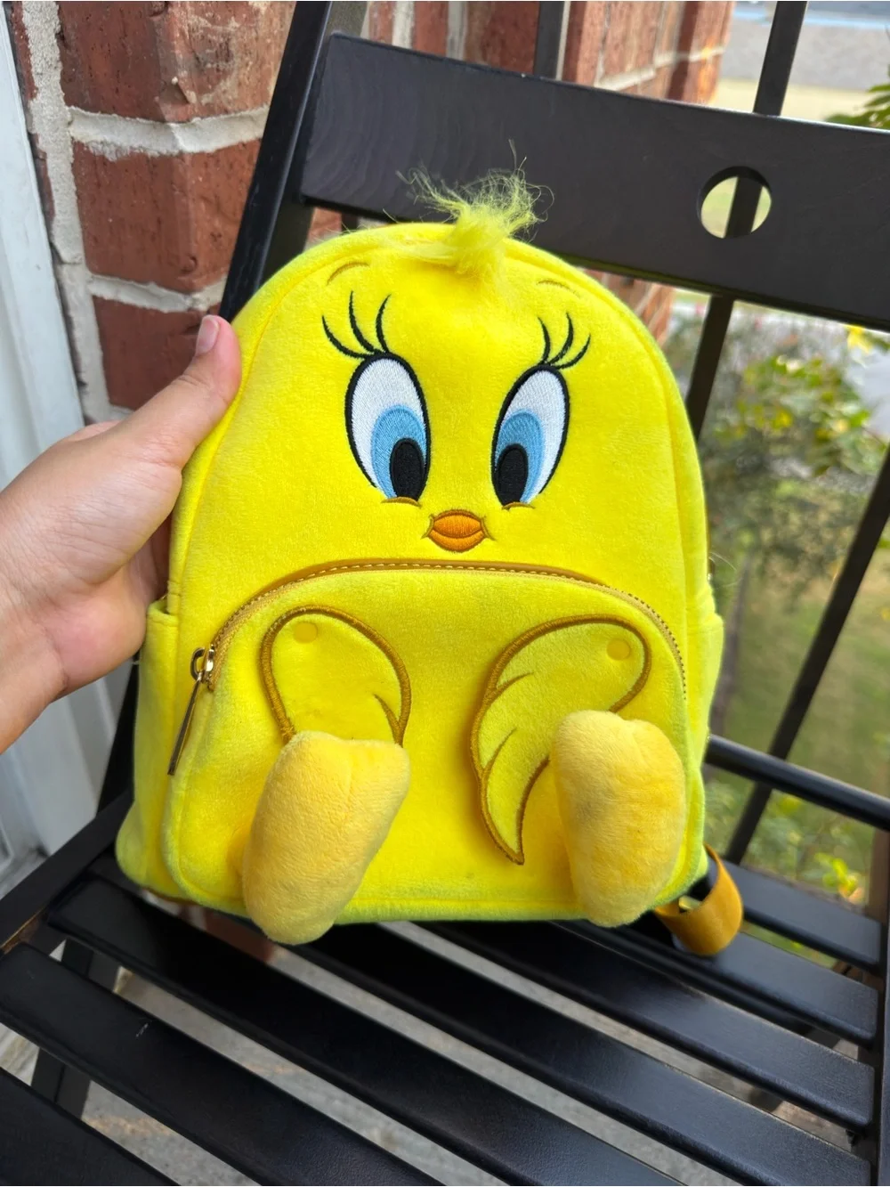 Yellow Tweety Character Plush Kids Backpack